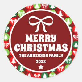 Adesivo Vintage Retro Árvores de Natal e Ornamento de Arco