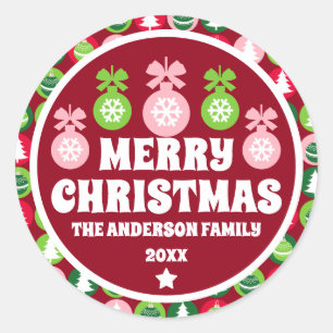 Adesivo Vintage Retro Árvores e Ornamentos de Natal