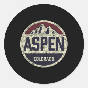 Adesivo Vintage Retro Aspen Colorado Montanha Círculo Esqu