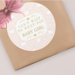 Adesivo Vintage Retro Baby Girl Swan Patterno Chá de frald