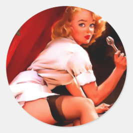 Adesivo Vintage Retro Car Mechanical Pinup Girl