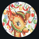 Adesivo Vintage Retro Christmas Reindeer Confetti<br><div class="desc">Vintage Retro Christmas Reindeer Confetti</div>