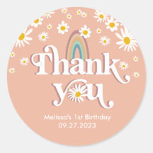 Vintage Retro Daisy Rainbow Obrigado