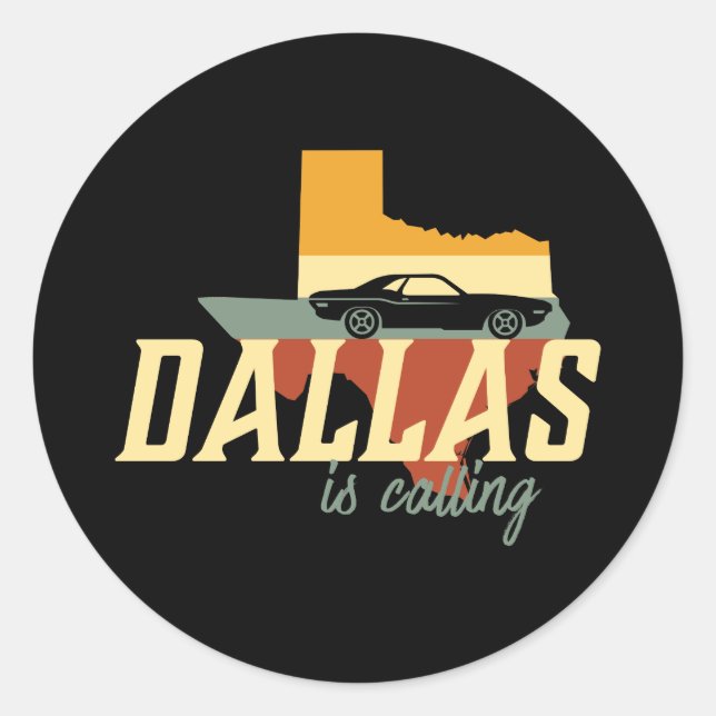 Adesivo Vintage Retro Dallas Texas USA City Map (Frente)