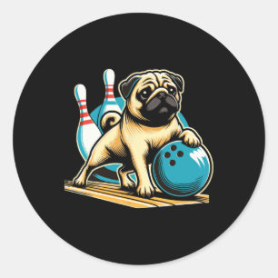 Adesivo Vintage Retro Dog Pug Playing Boliche