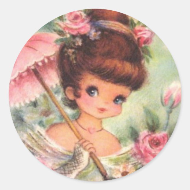 Adesivo Vintage Retro Girl Floral (Frente)