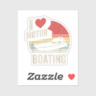 Adesivo Vintage Retro I Love Motor Barco Engraçado Boater