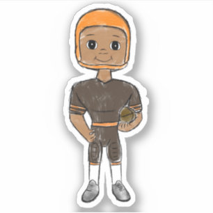 Adesivo vintage retro jogador de futebol marrom laranja si