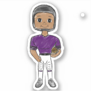 Adesivo vintage retro jogador de futebol negro roxo simple