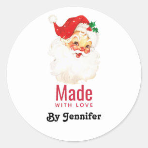 Adesivo Vintage Retro Jolly Old Papai Noel feito com amor