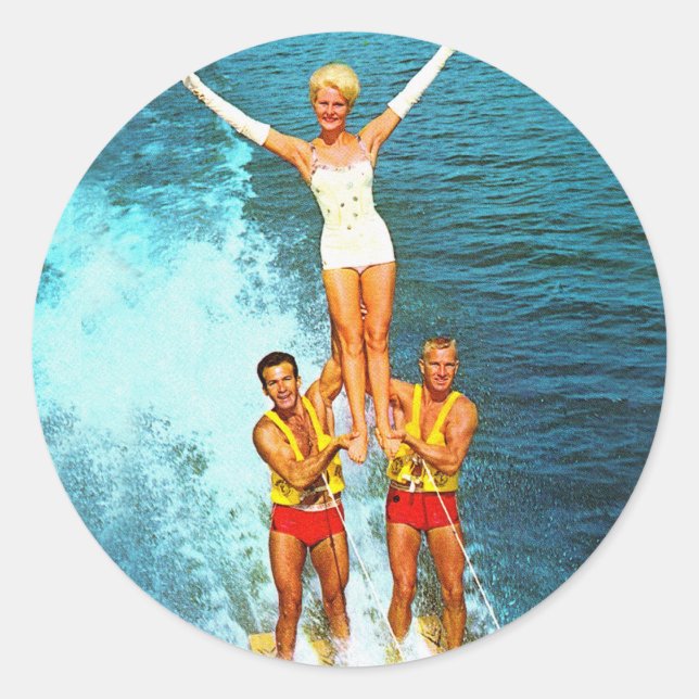 Adesivo Vintage Retro Kitsch Mulheres Delícias Esquiadores (Frente)