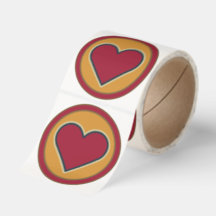 Vintage Retro Red Heart Yellow