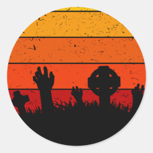 Adesivo Vintage Retro Sunset Halloween Cemitério I