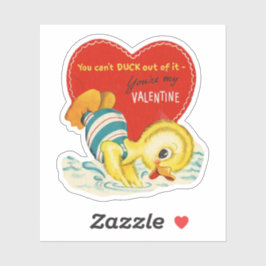 Adesivo Vintage Retro Valentine Swimming Duck