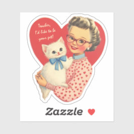 Adesivo Vintage Retro Valentine Teacher's Pet Cat