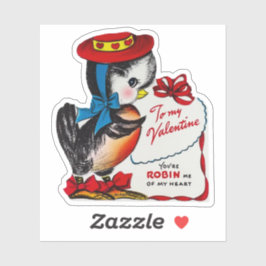 Adesivo Vintage Retro Valentine's Day Robin Bird Valentine
