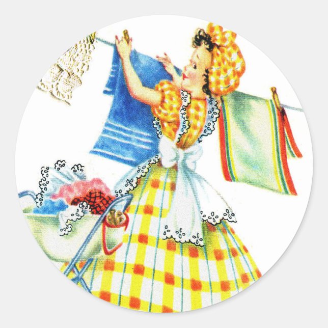 Adesivo Vintage Retro Women Kitsch Dia da Lavagem (Frente)