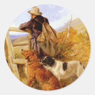Adesivo Vintage Richard Ansdell The Gamekeeper Dogs Ouro