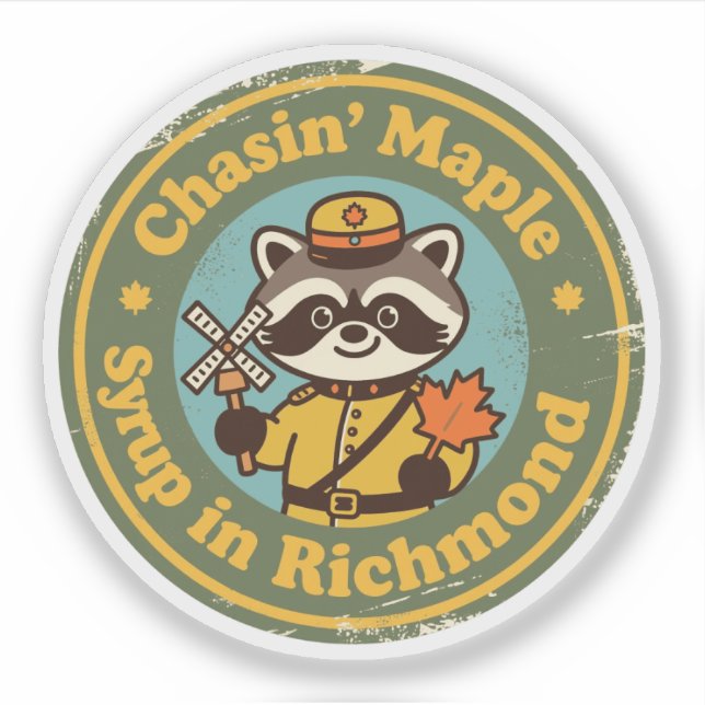 Adesivo Vintage Richmond Maple Syrup Raccoon (Frente)