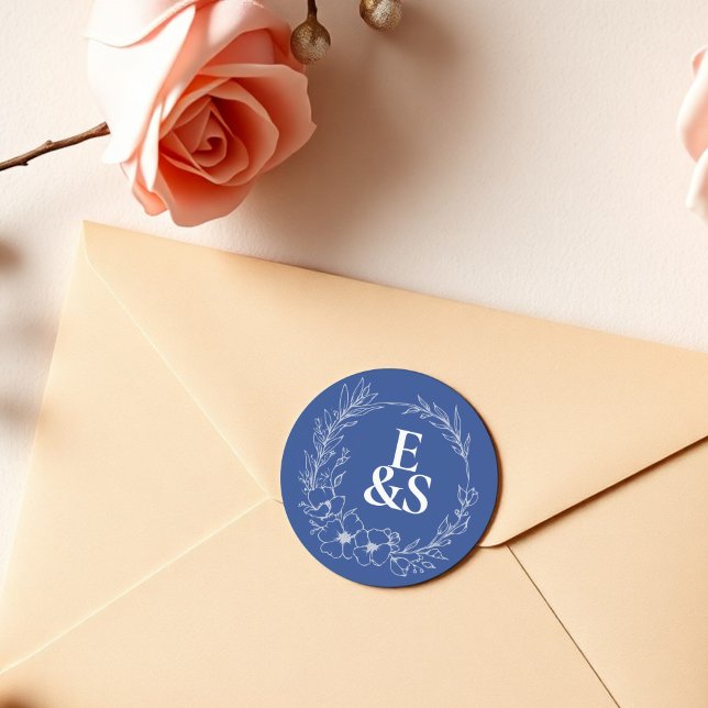 Adesivo Vintage Romance Blue Monograma Casado (Criador carregado)