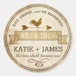 Adesivo Vintage Rooster Weather Vane Rustic Wedle Label