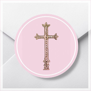 Adesivo Vintage Rosa Dourado Cross