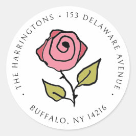 Adesivo Vintage Rosa Floral Return Address (Endereço De Re