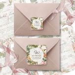 Adesivo Vintage Rosa Rosa Rosa Floral Monograma Endereço d<br><div class="desc">"Vintage Blush Pink, White e Yellow Rose e Peony Floral Monogramas Return Address stickers." O envelope do endereço de volta redondo selado com o seu monograma, nome e endereço. Partículas brancas e cinzas de madeira macias, com texto negro e design de padrão botânico vintage e de papel de pássaro, criado...</div>