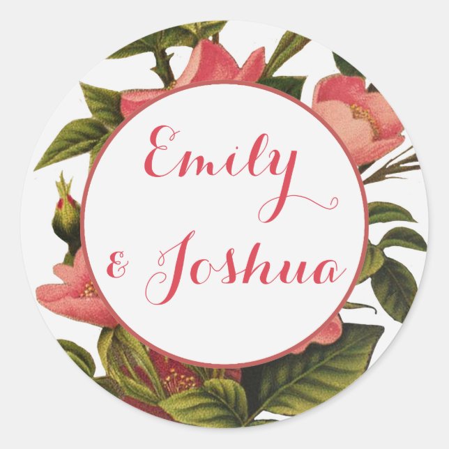 Adesivo Vintage Rosas Belos Botânicos Rosa (Frente)