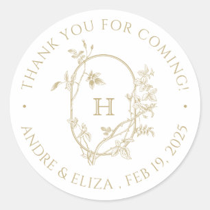 Adesivo Vintage Rosas Dourados Monogramas Casamento Obriga