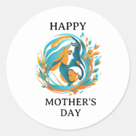 Adesivo Vintage Round Sticker Clássico de Dia de as mães F