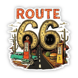 Adesivo Vintage Route 66 Sticker | Route 66 Vinyl Decal