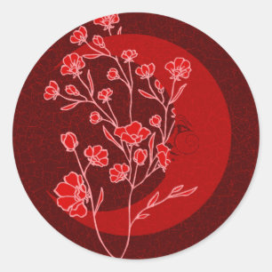 Adesivo Vintage Ruby Red Art Nouveau Lua e Flores