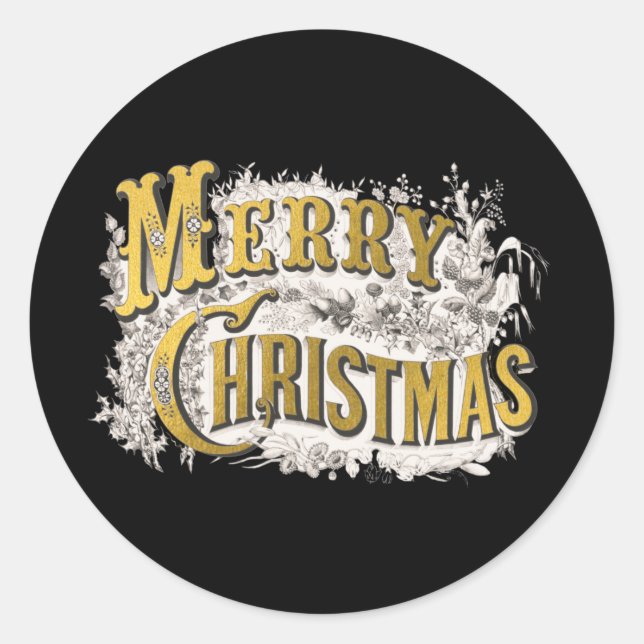 Adesivo Vintage russa de Natal Dourado negro (Frente)