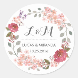 Adesivo Vintage Rustic Floral Wreath Weding Favor Sticker