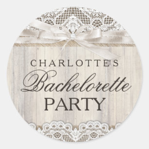 Adesivo Vintage Rustic Lace & Wood Bachelorette Sticker