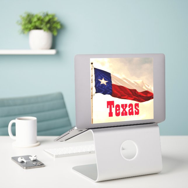 Adesivo Vintage Rustic Style Texas Flag Sticker (Laptop na mesa)