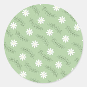 Adesivo Vintage Sage Green Floral Tropical Flower Patterno