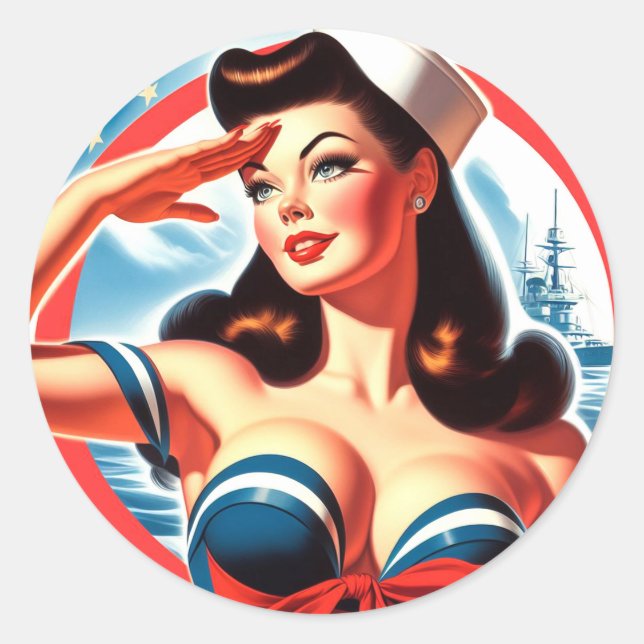 Adesivo Vintage Sailor Pin-up (Frente)