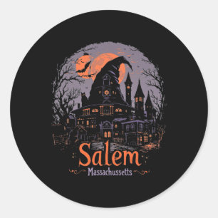 Adesivo Vintage Salem Machusets Halloween Skyline Citysca