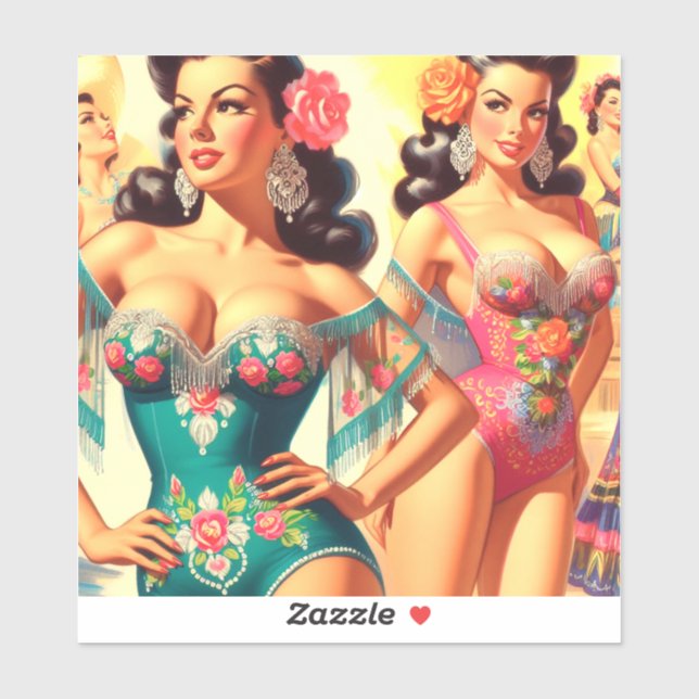 Adesivo Vintage Salsa Pin-ups (Folha)