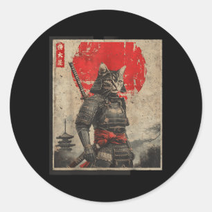 Adesivo Vintage Samurai Cat Camisetas Gráficas Japonesas M