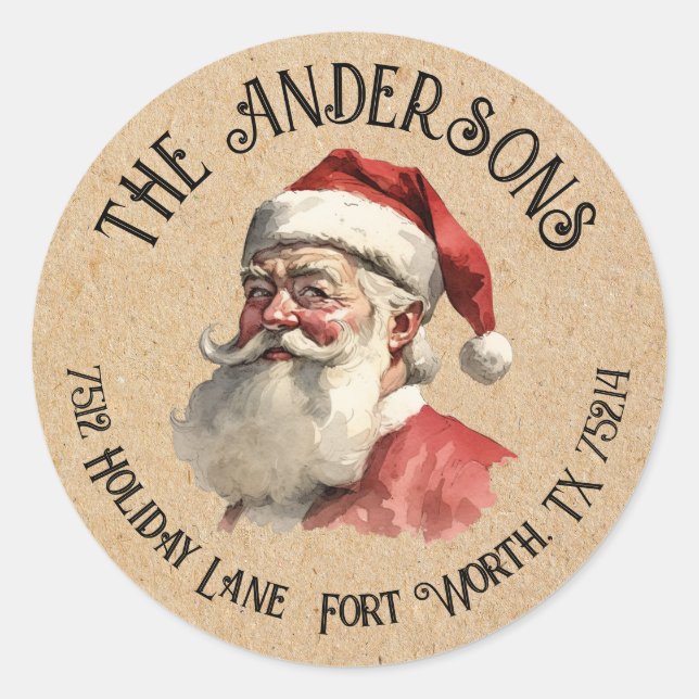 Adesivo Vintage Santa Claus Endereço de Natal (Frente)