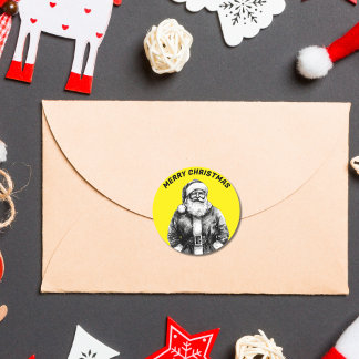Adesivo Vintage Santa Claus Neon Yellow