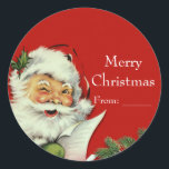Adesivo Vintage Santa Claus Red Christmas Favor<br><div class="desc">Vintage Papai Noel Red Christmas Favor Stickers. Convites correspondentes disponíveis.</div>