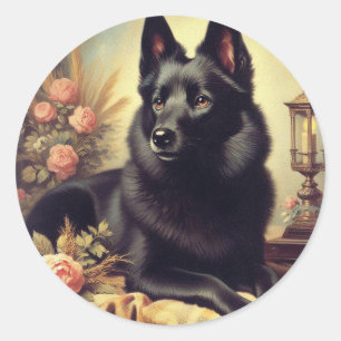 Adesivo Vintage Schipperke Dog Painting