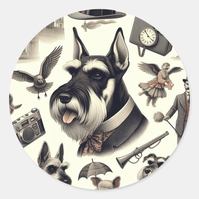 Adesivo Vintage Schnauzer Seamless (Frente)