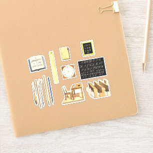 Adesivo Vintage School Supply Set Scrapbooking Diário