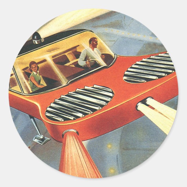 Adesivo Vintage Science Ficting Carro Voador Futurístico (Frente)