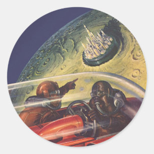 Adesivo Vintage Science Fiction, Futurística City on Moon